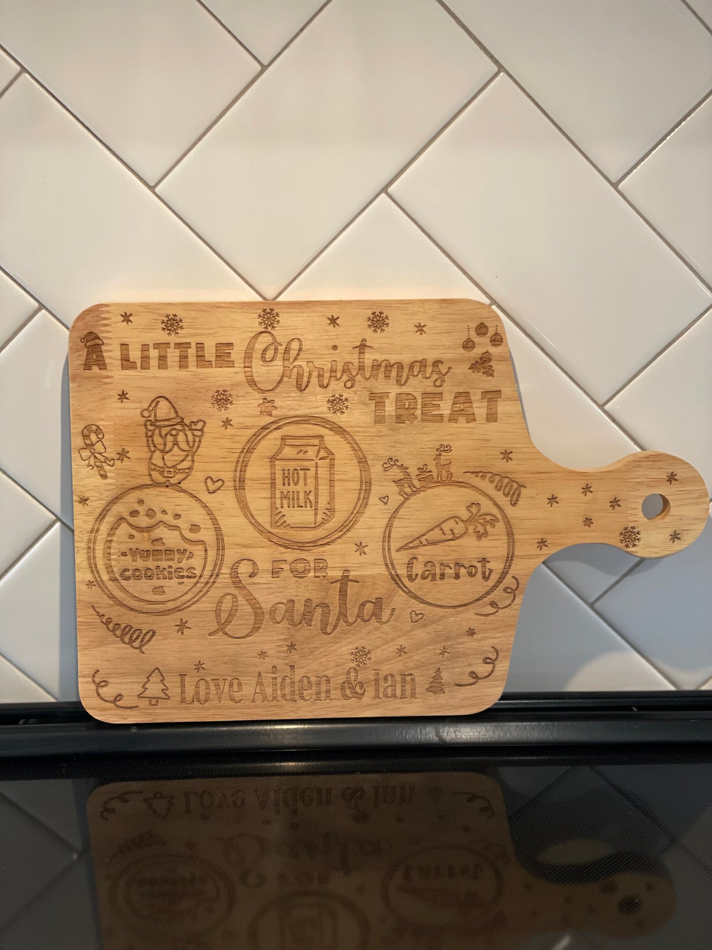 Treats for Santa laser-engraved cutting board