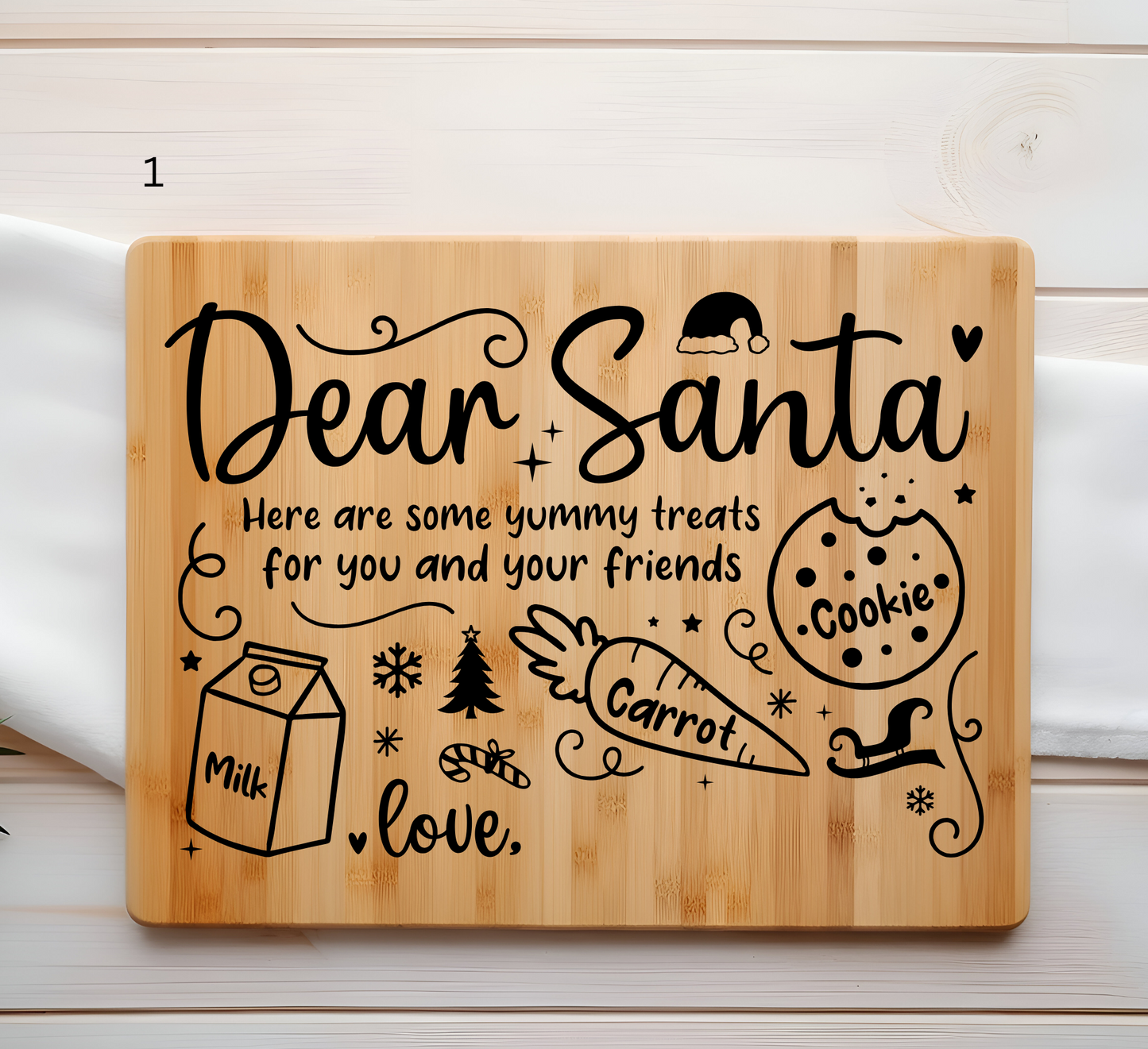 Treats for Santa laser-engraved cutting board