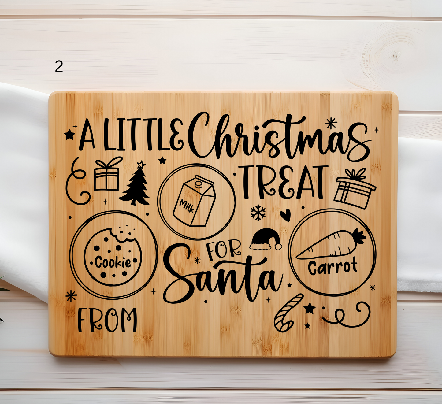 Treats for Santa laser-engraved cutting board