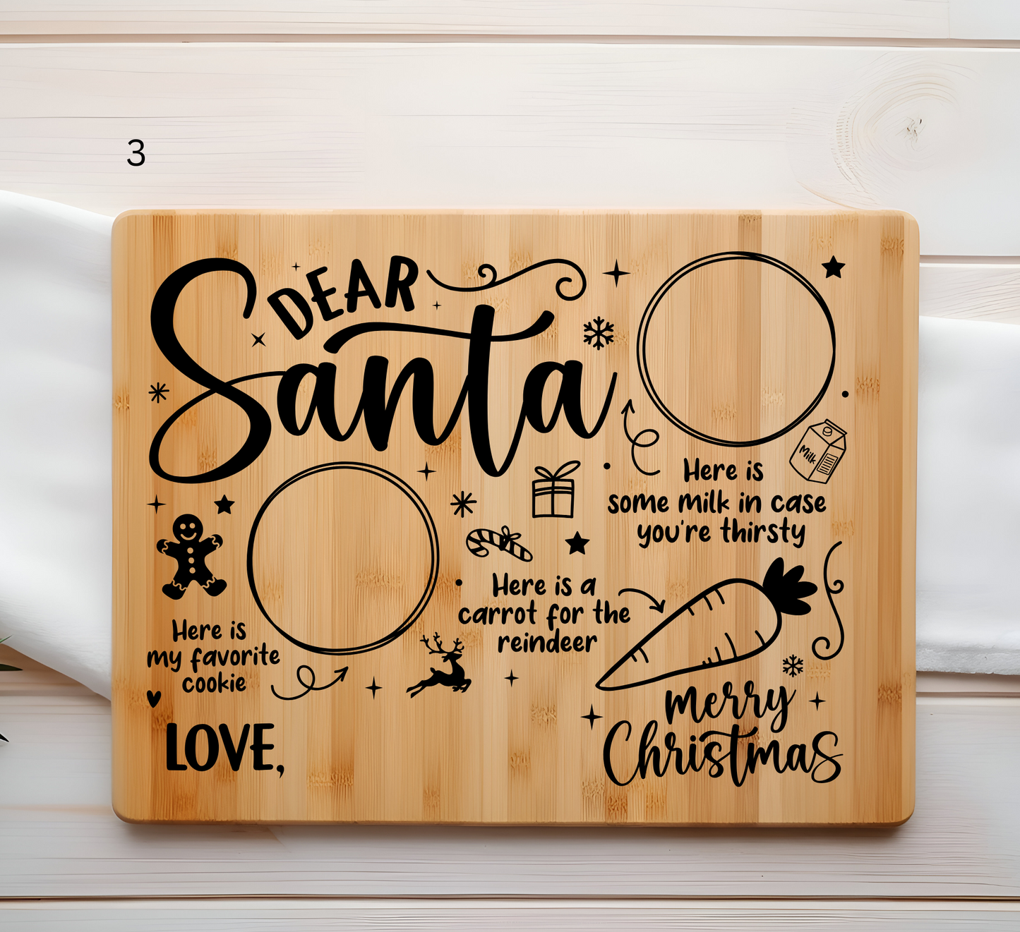 Treats for Santa laser-engraved cutting board