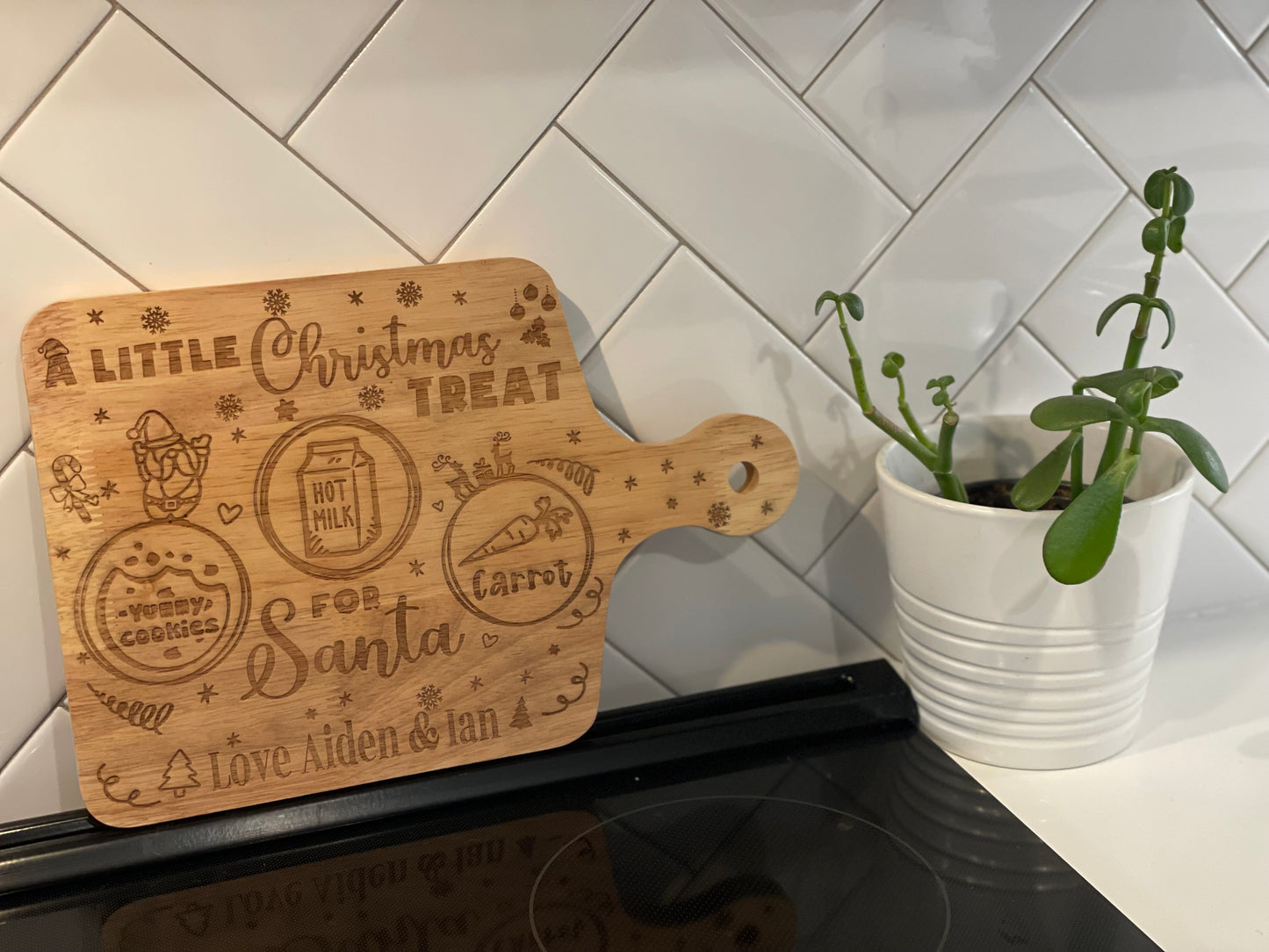 Treats for Santa laser-engraved cutting board