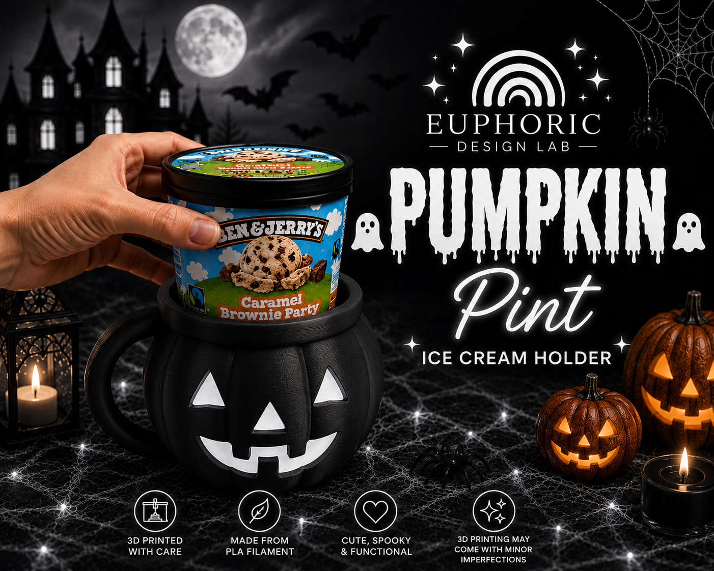 👻🖤 Pumpkin Ice Cream Pint Holder