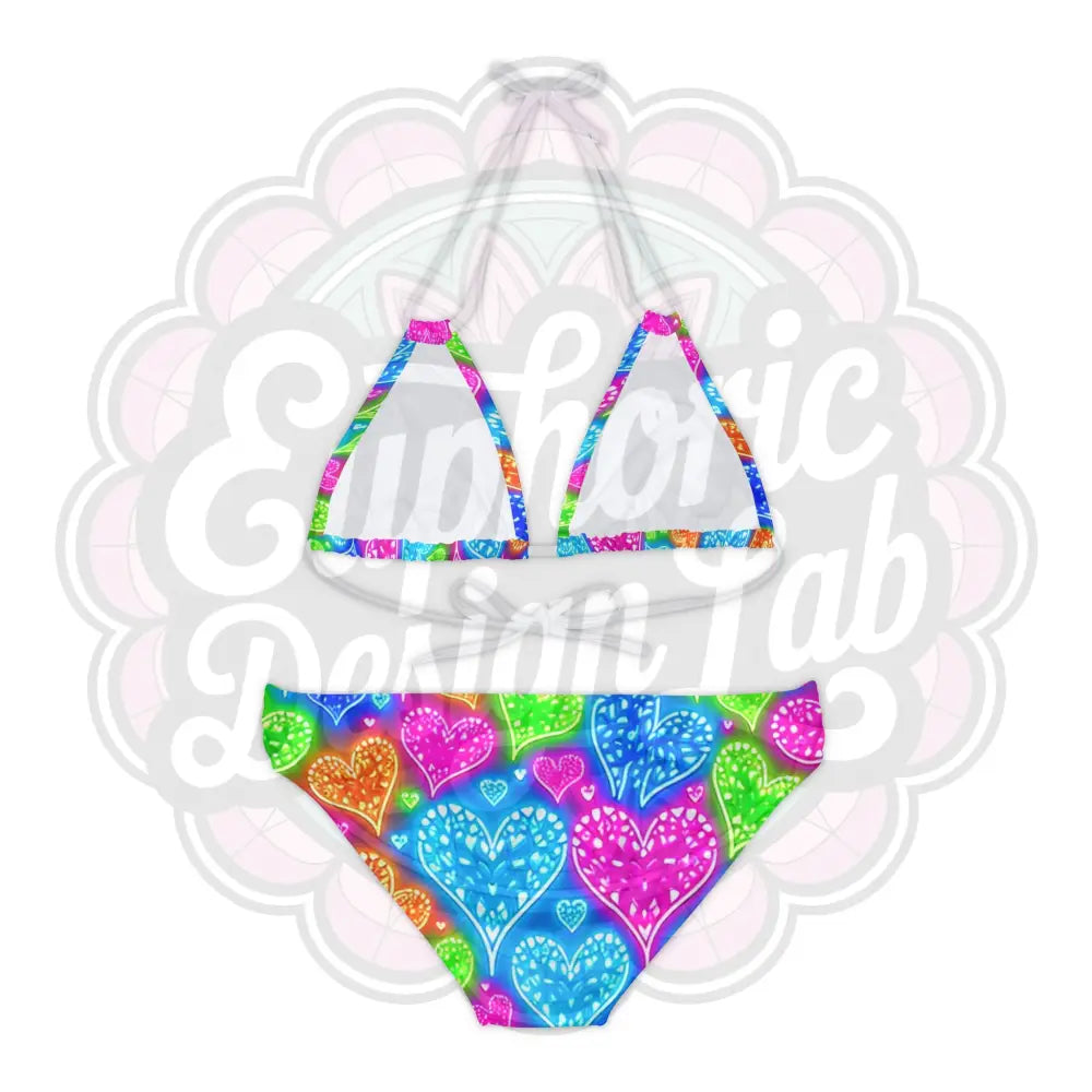 Neon hearts 2-piece swimsuit. All Over Prints
