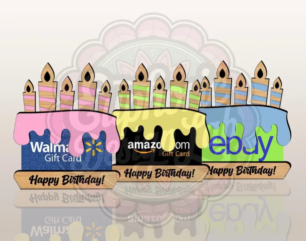 Personalized Birthday wooden gift card holder Laser personalized