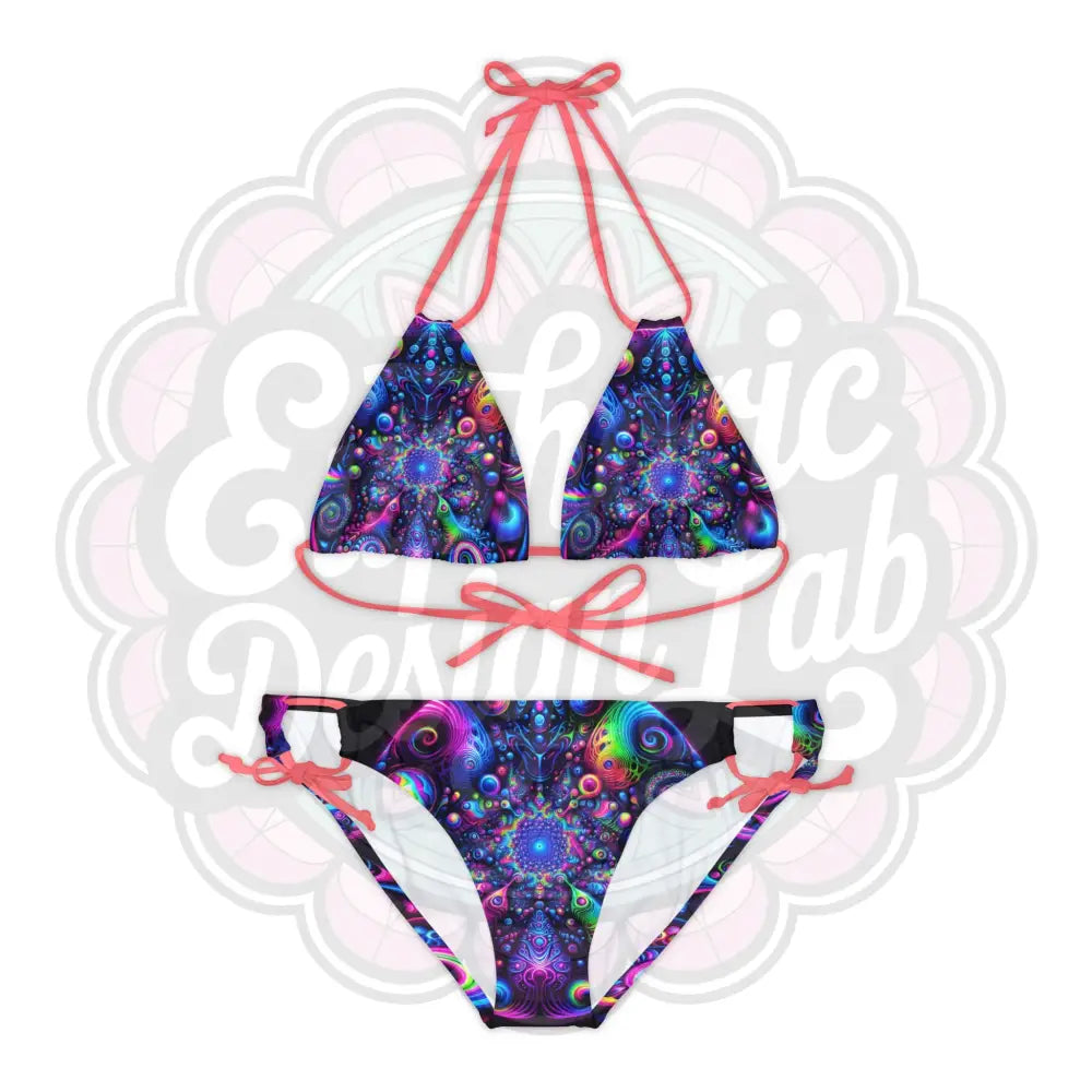 Psychedelic 2 Piece Bathing suit Set XS / Neon Pink All Over Prints