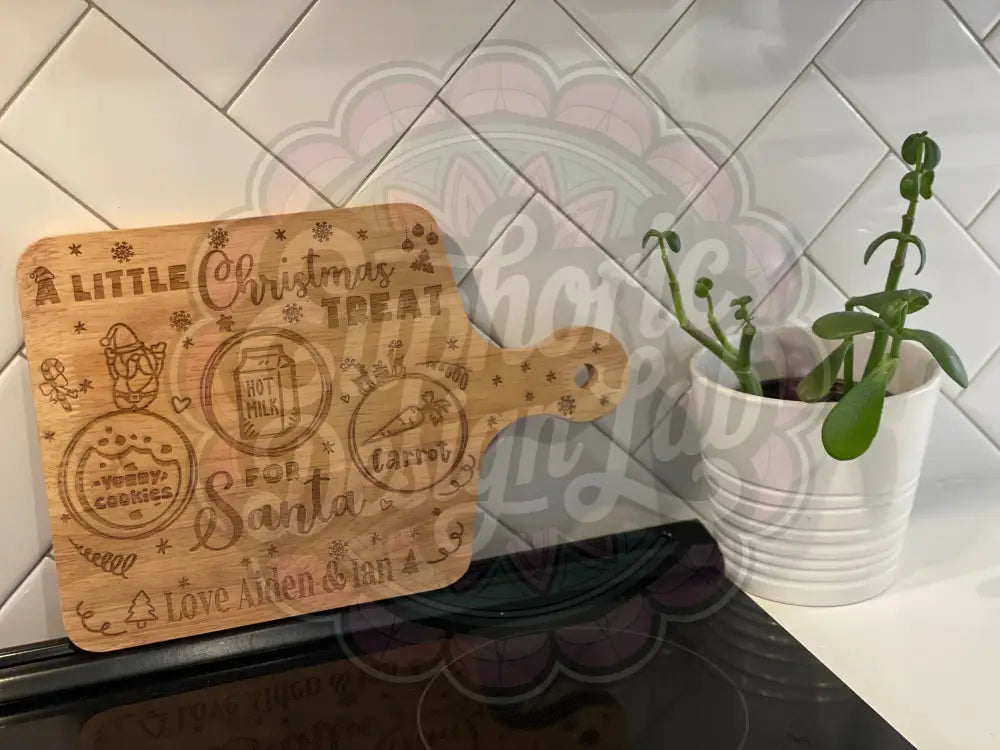 Treats for Santa laser-engraved cutting board Laser personalized