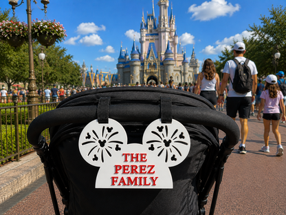 Personalized Mouse Stroller Name Tag Custom Family Stroller Sign