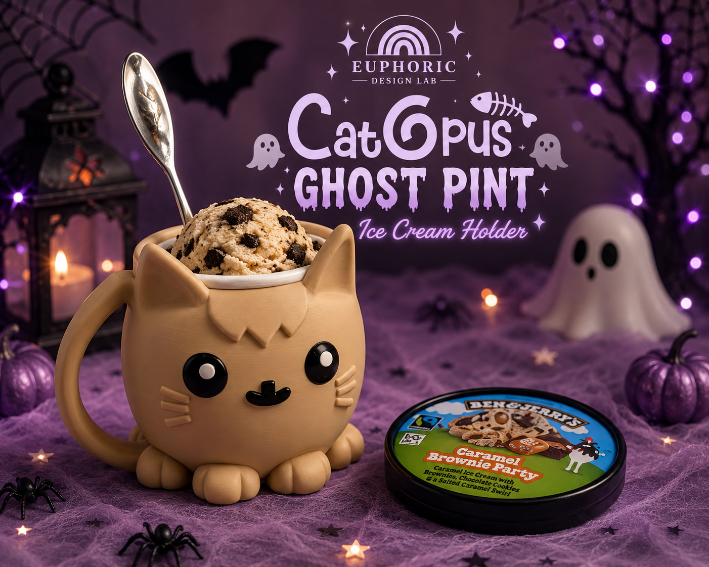 👻🖤 Cat Ice Cream Pint Holder