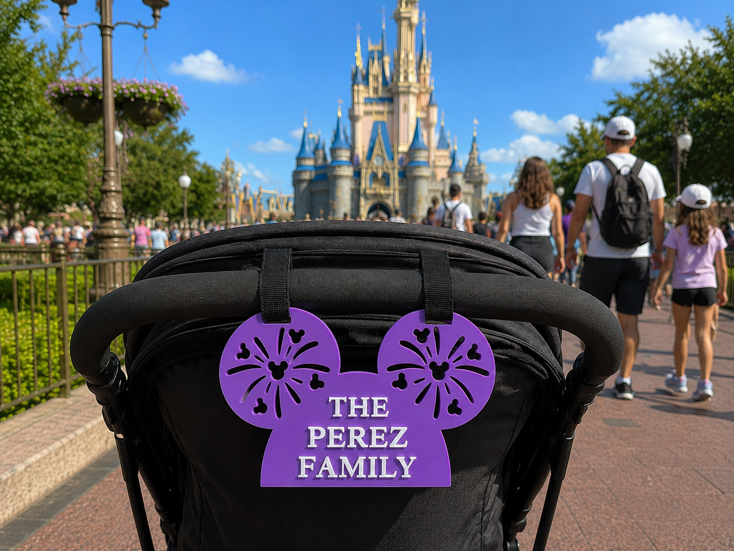 Personalized Mouse Stroller Name Tag Custom Family Stroller Sign