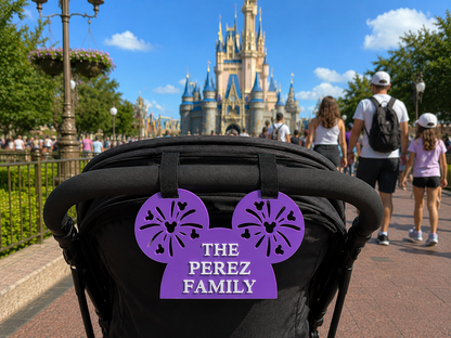 Personalized Mouse Stroller Name Tag Custom Family Stroller Sign