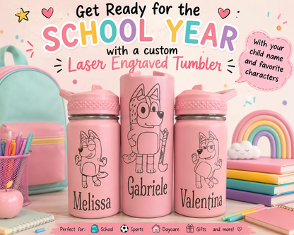 Personalized 12oz Kids Insulated Water Bottle – Laser Engraved