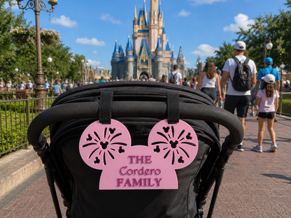 Personalized Mouse Stroller Name Tag Custom Family Stroller Sign