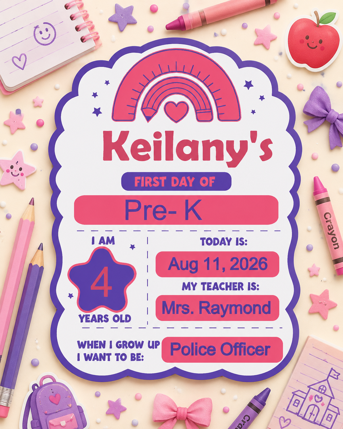 First Day of School Sign – Personalized Back-to-School Keepsake