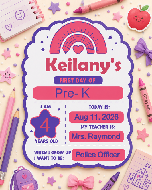 First Day of School Sign – Personalized Back-to-School Keepsake