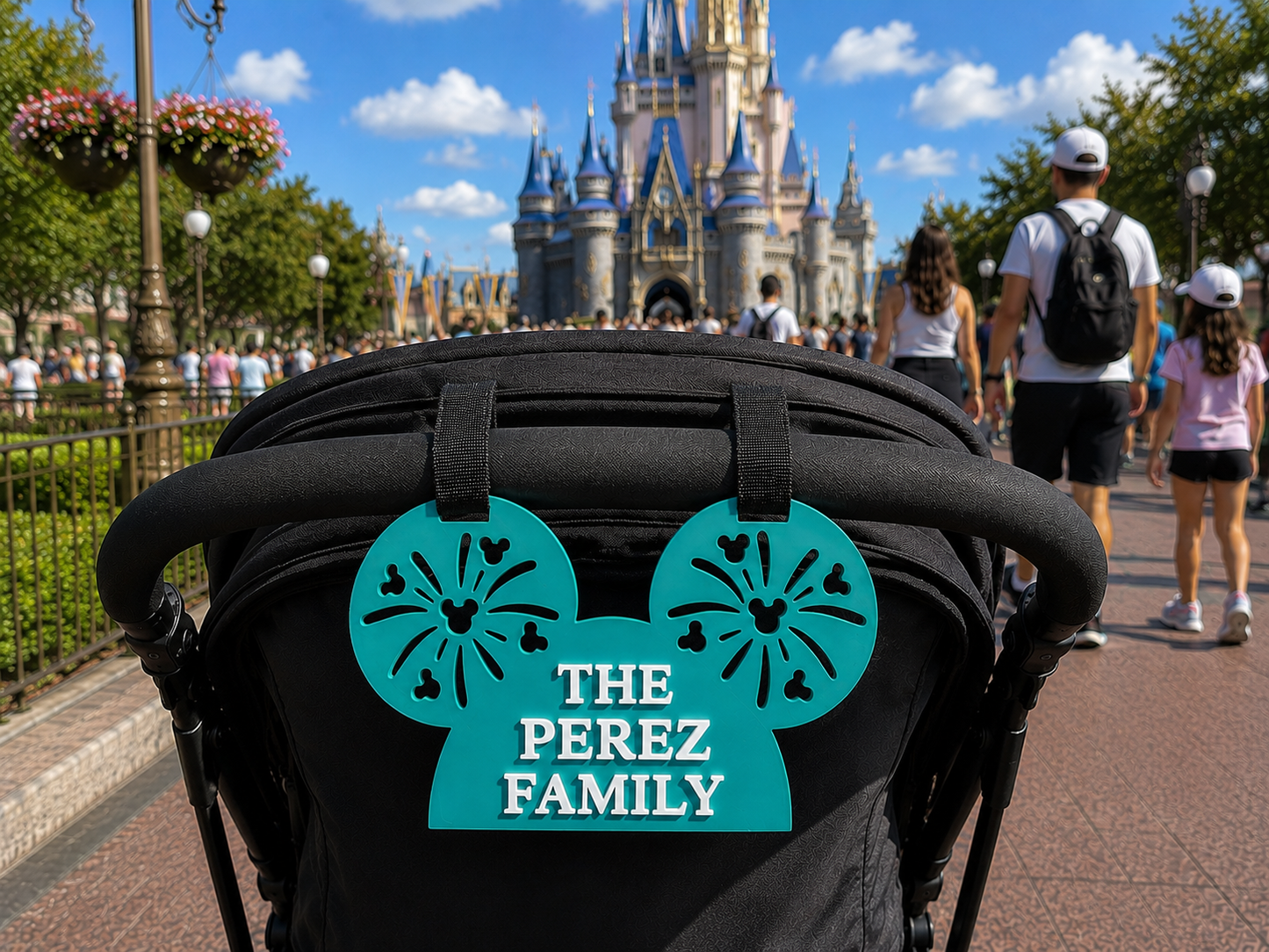 Personalized Mouse Stroller Name Tag Custom Family Stroller Sign