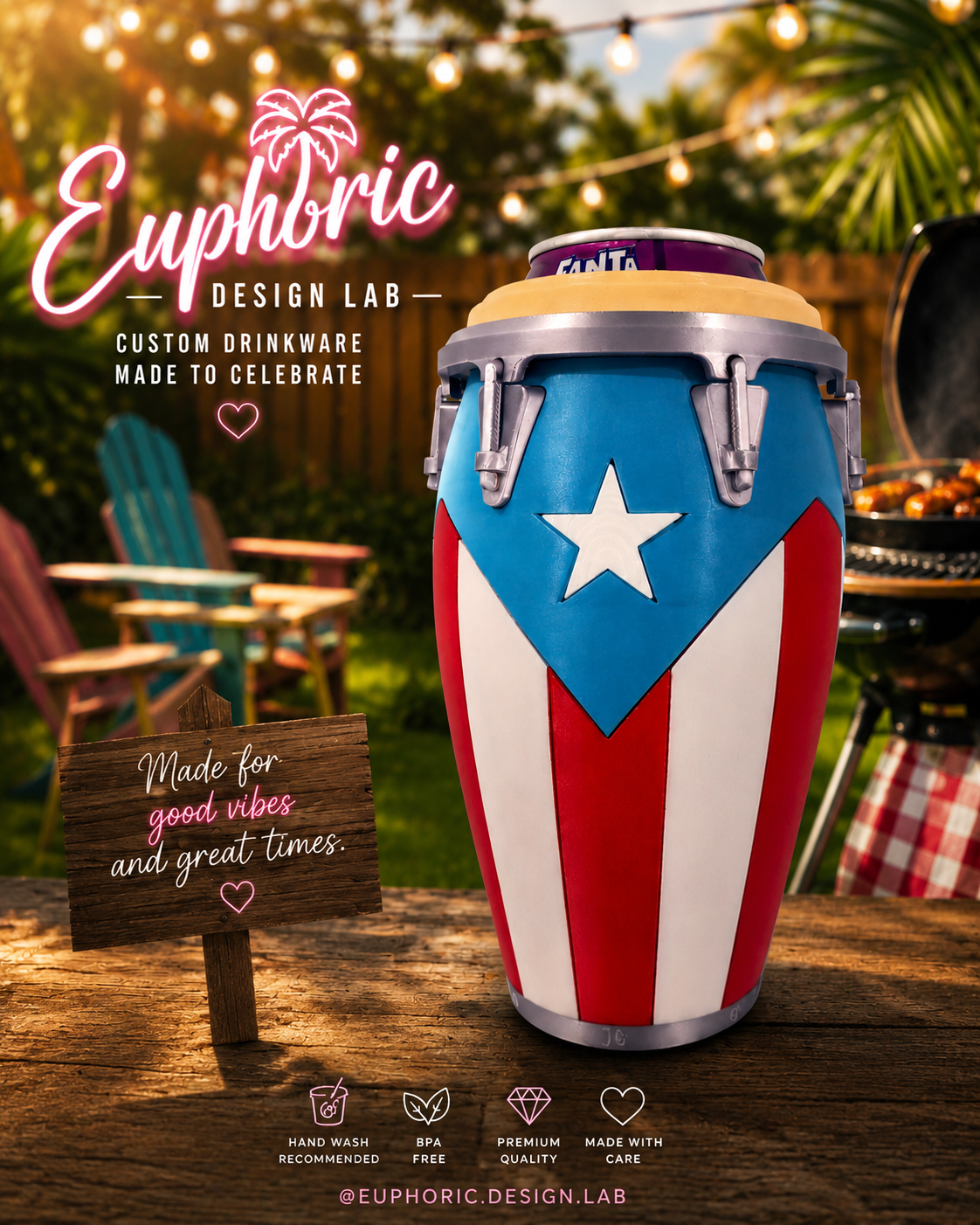 Puerto Rico-Inspired 12oz Can Holder 🇵🇷