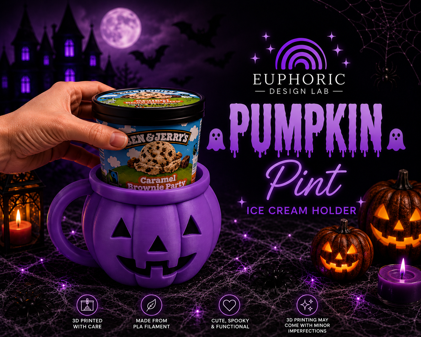 👻🖤 Pumpkin Ice Cream Pint Holder
