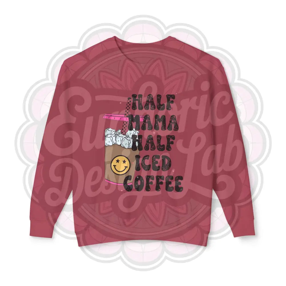 Crewneck Sweatshirt Half Mama Half Iced Coffee Crimson / L Sweatshirt
