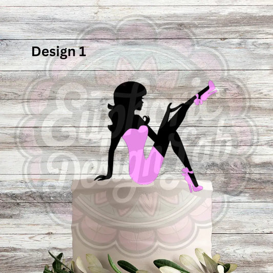 Custom Wooden Cake Topper Diva Sitting Girl unique Cake topper Elegant Topper Birthday Divorce Laser personalized