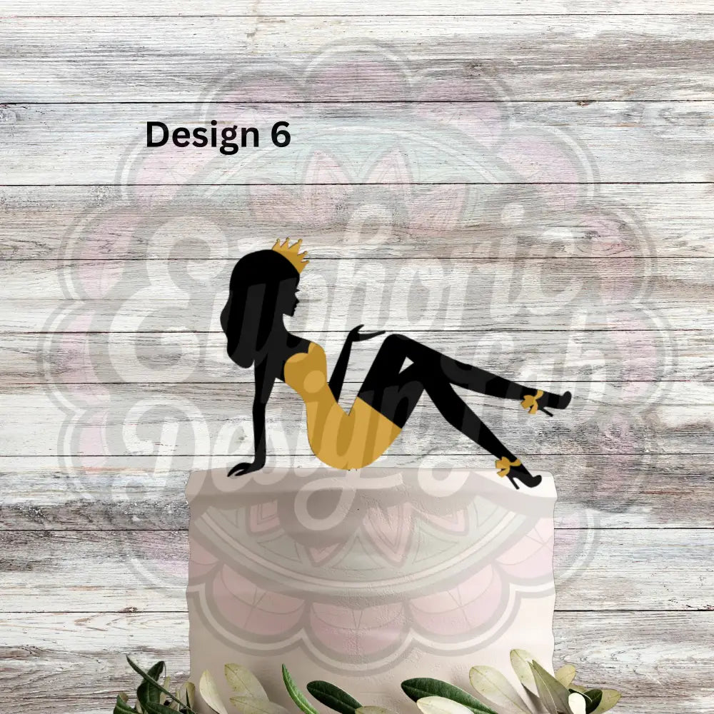 Custom Wooden Cake Topper Diva Sitting Girl unique Cake topper Elegant Topper Birthday Divorce Laser personalized