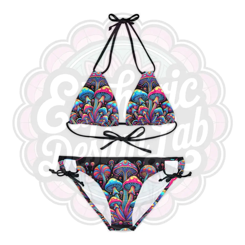 Euphoric Mushrooms Swimsuit set XS / Black All Over Prints