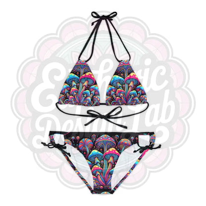 Euphoric Mushrooms Swimsuit set XS / Black All Over Prints