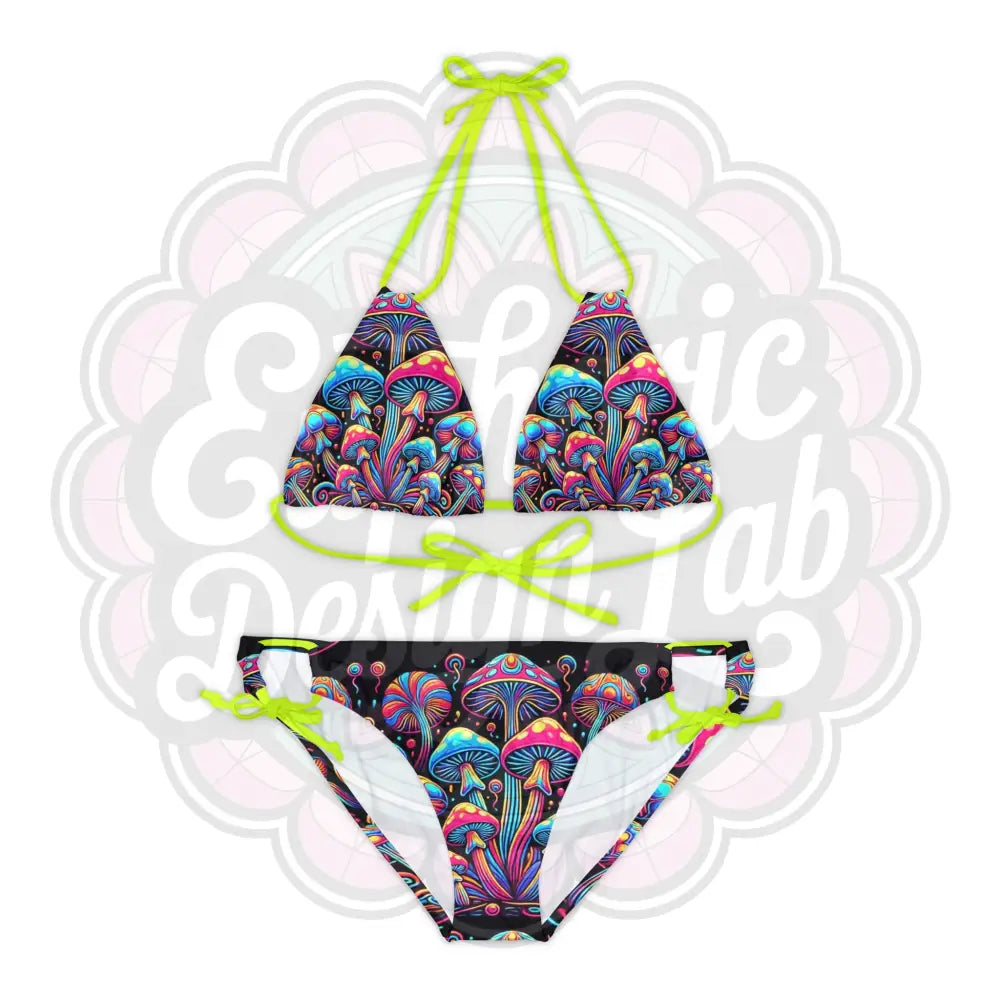 Euphoric Mushrooms Swimsuit set XS / Neon Yellow All Over Prints