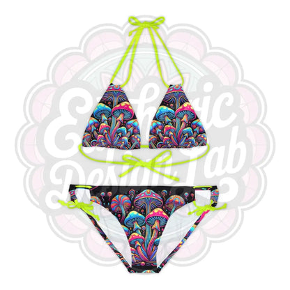 Euphoric Mushrooms Swimsuit set XS / Neon Yellow All Over Prints