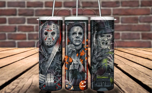 Freddy Jason Michael Myers 20 oz Tumbler Halloween Tumbler