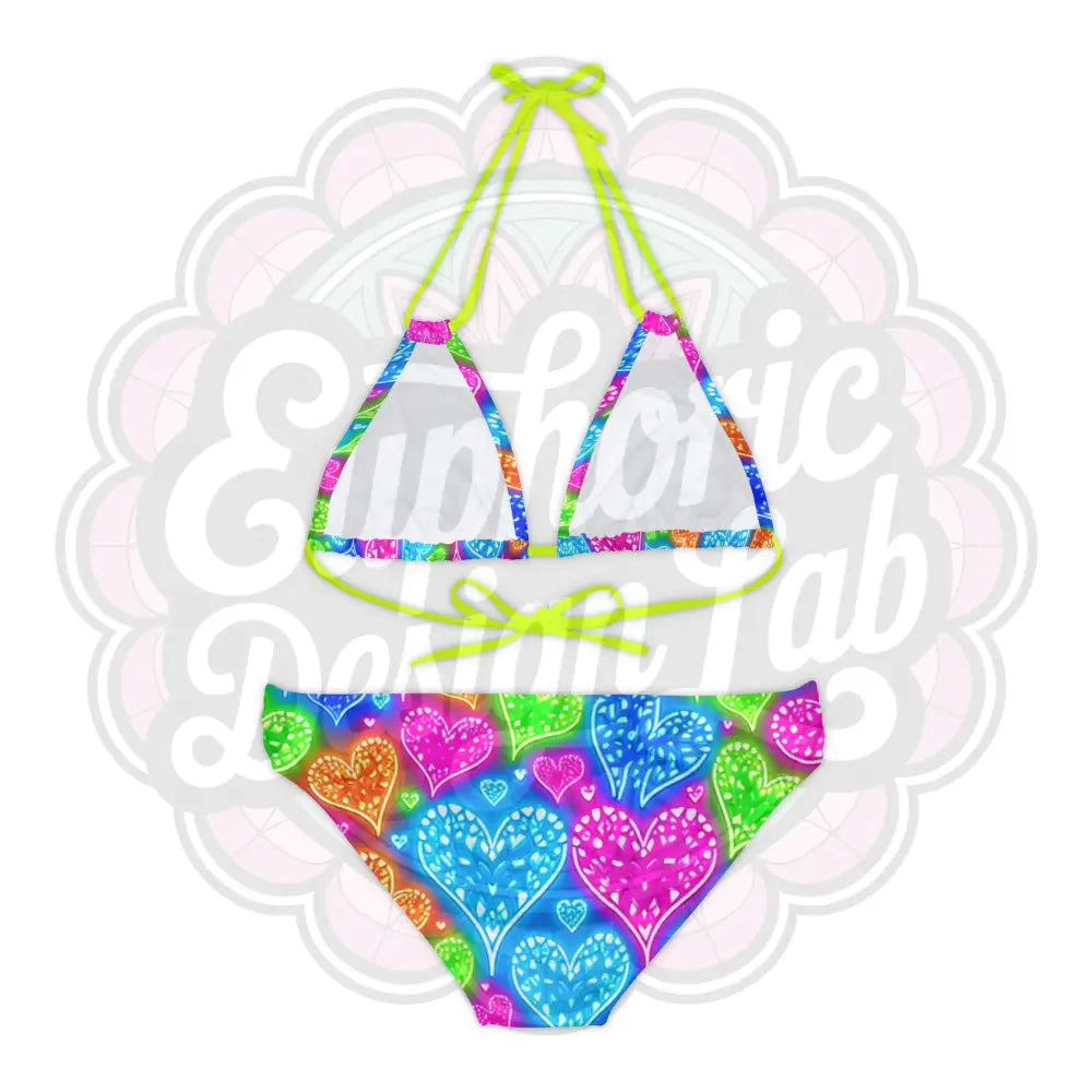 Neon hearts 2-piece swimsuit. All Over Prints
