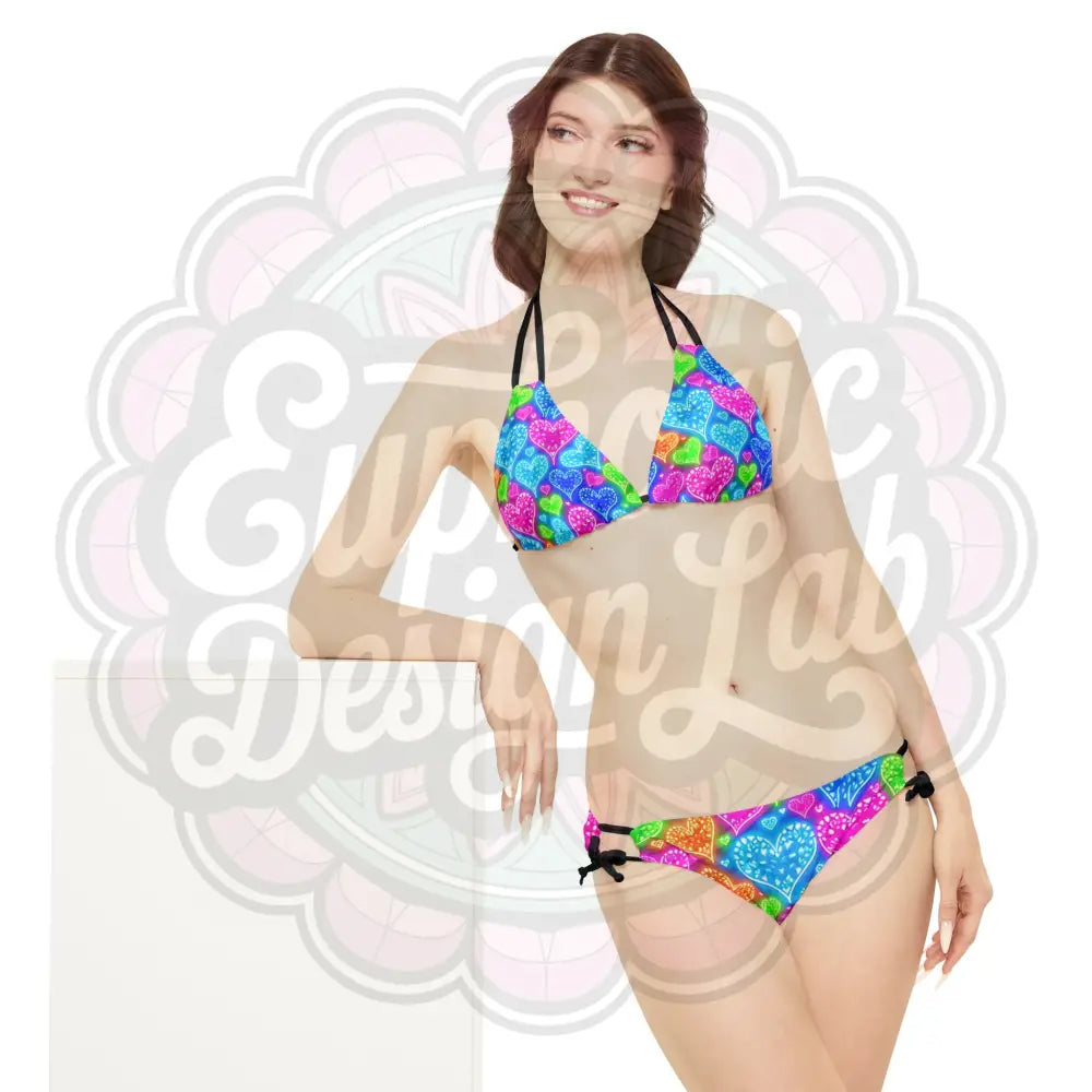 Neon hearts 2-piece swimsuit. All Over Prints