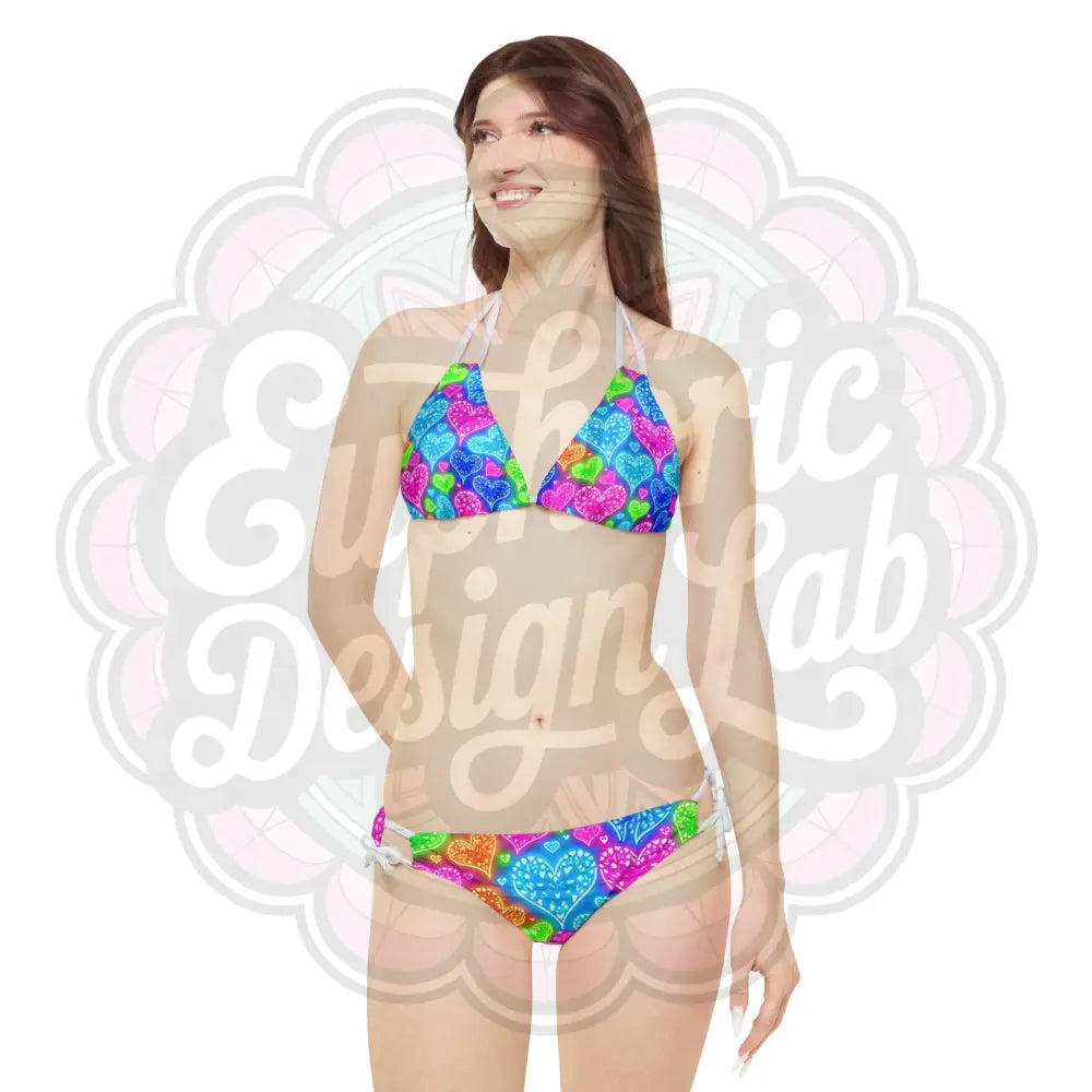 Neon hearts 2-piece swimsuit. All Over Prints