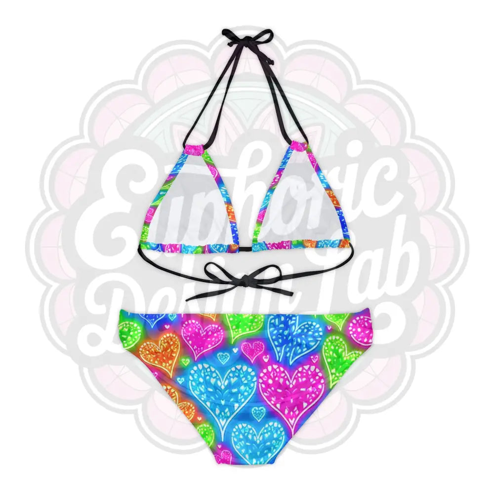 Neon hearts 2-piece swimsuit. All Over Prints