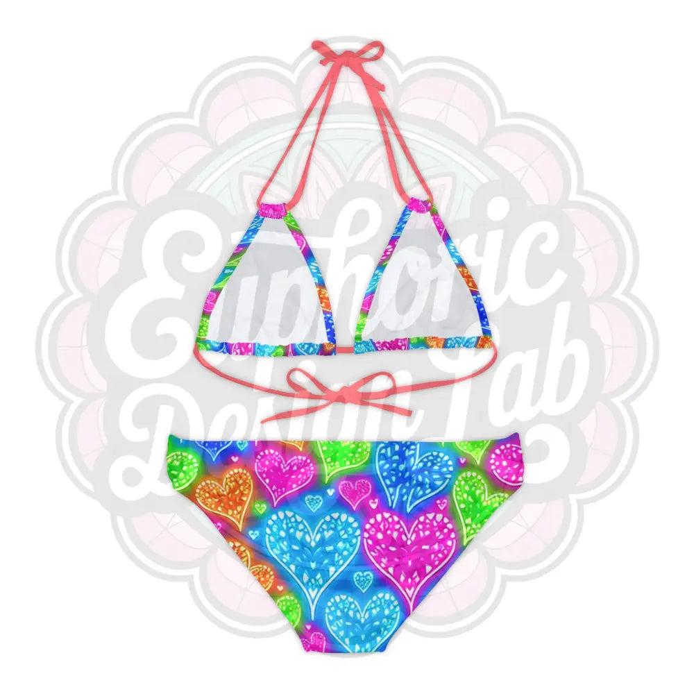 Neon hearts 2-piece swimsuit. All Over Prints