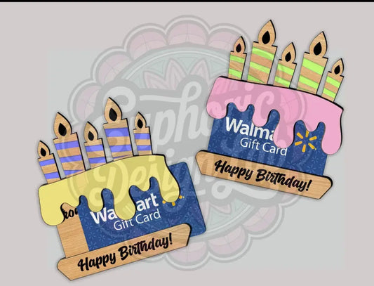 Personalized Birthday wooden gift card holder Laser personalized