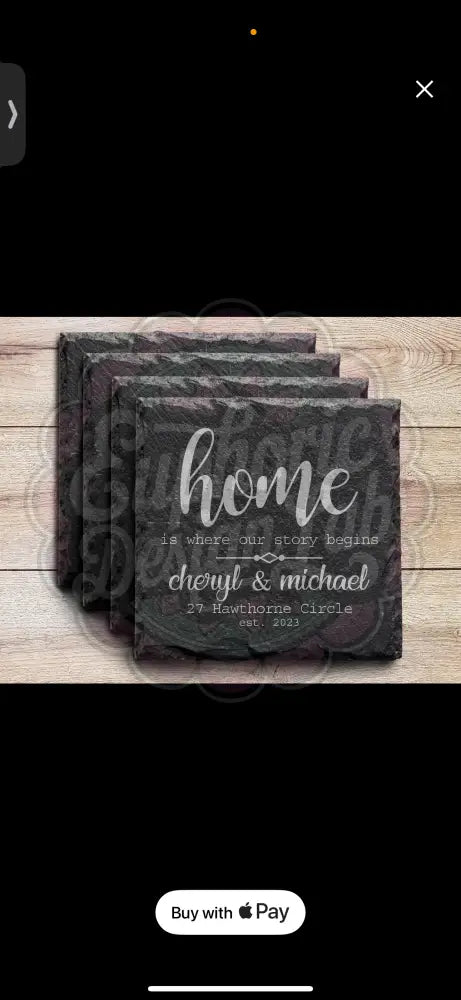 Personalized Slate Coasters (Square Circle Star Heart) 12.99 / 15.99 / $17.99 Laser personalized