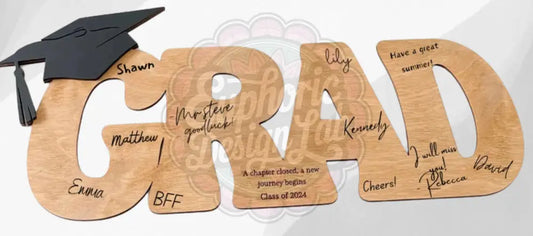 🎓 Personalized Wooden Graduation Signing Board – Custom GRAD Guestbook 🎓 Laser personalized