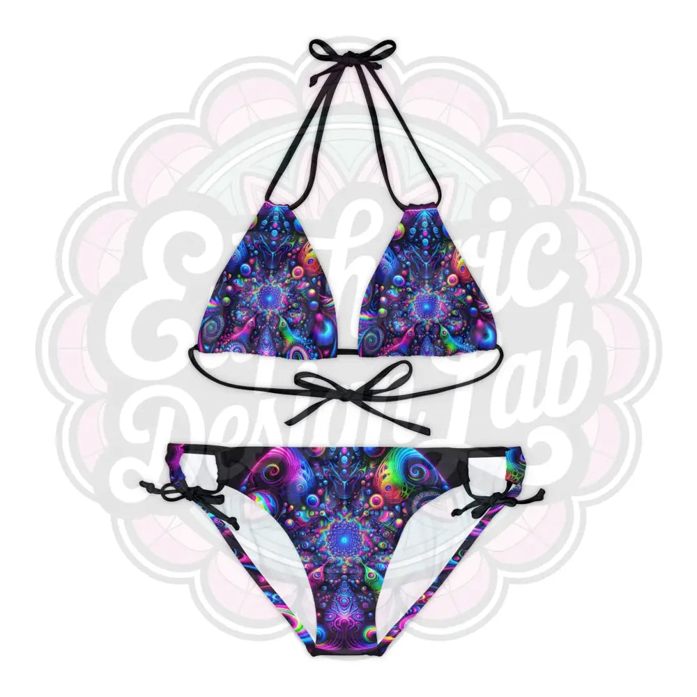 Psychedelic 2 Piece Bathing suit Set XS / Black All Over Prints