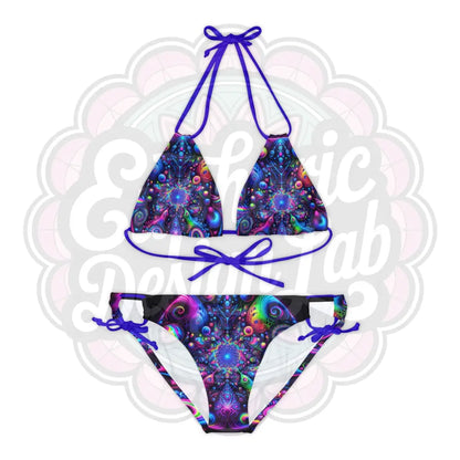 Psychedelic 2 Piece Bathing suit Set XS / Royal Blue All Over Prints