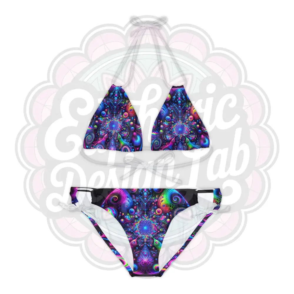 Psychedelic 2 Piece Bathing suit Set XS / White All Over Prints