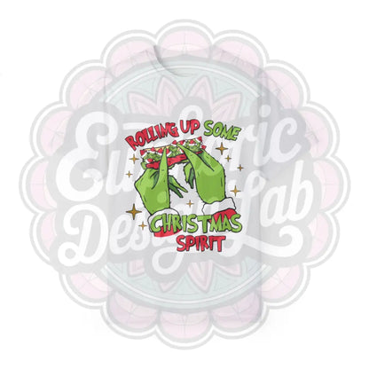 Rolling Up Christmas Spirit Grinch-Inspired Tee White / S T-Shirt