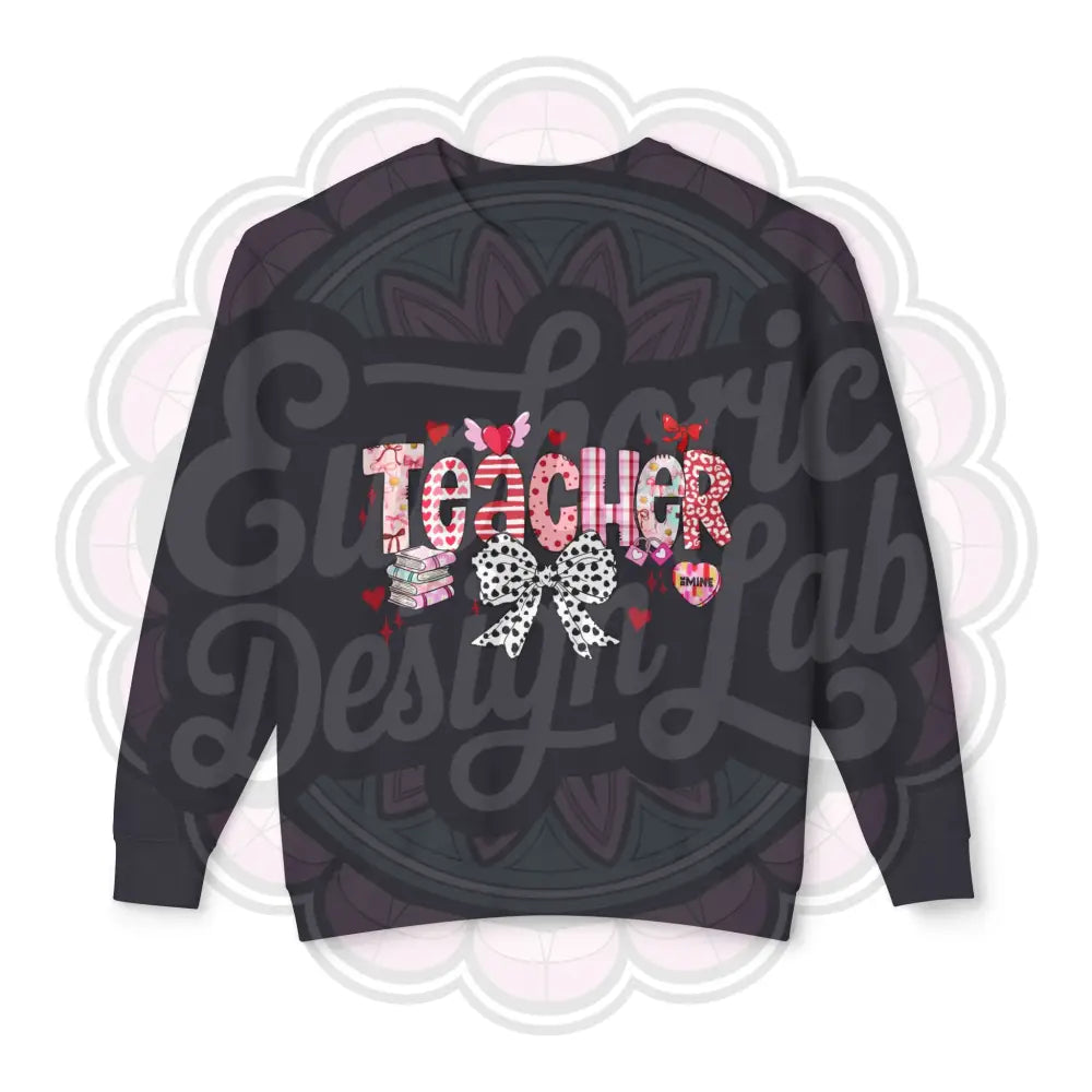 Teacher Valentines Day Unisex Lightweight Crewneck Sweatshirt Teacher Gift Valentine’s Day Sweatshirt Teacher