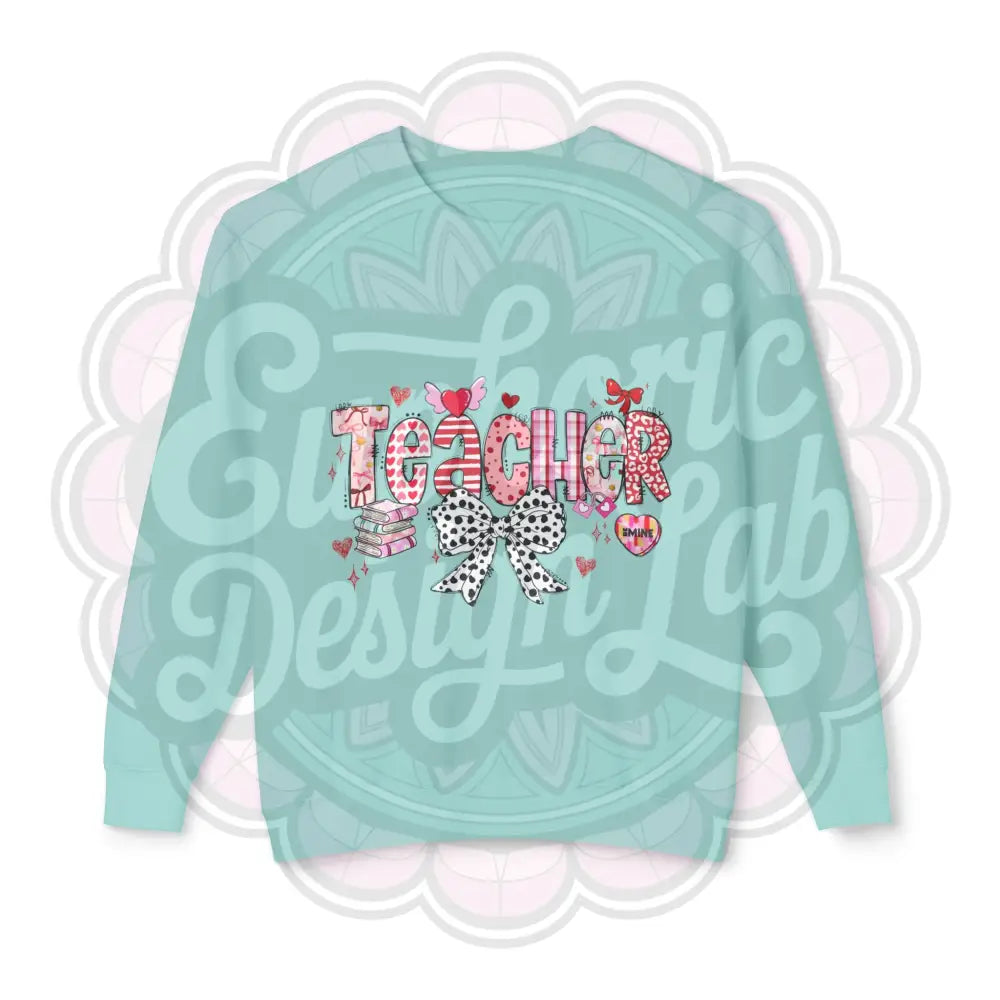 Teacher Valentines Day Unisex Lightweight Crewneck Sweatshirt Teacher Gift Valentine’s Day Sweatshirt Teacher