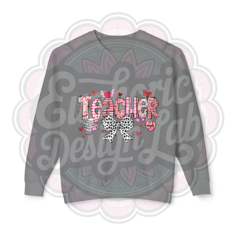 Teacher Valentines Day Unisex Lightweight Crewneck Sweatshirt Teacher Gift Valentine’s Day Sweatshirt Teacher