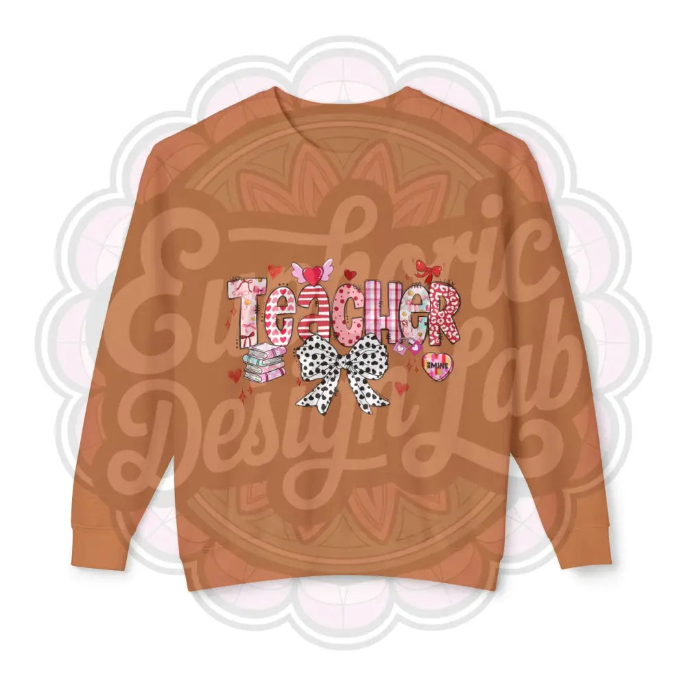 Teacher Valentines Day Unisex Lightweight Crewneck Sweatshirt Teacher Gift Valentine’s Day Sweatshirt Teacher