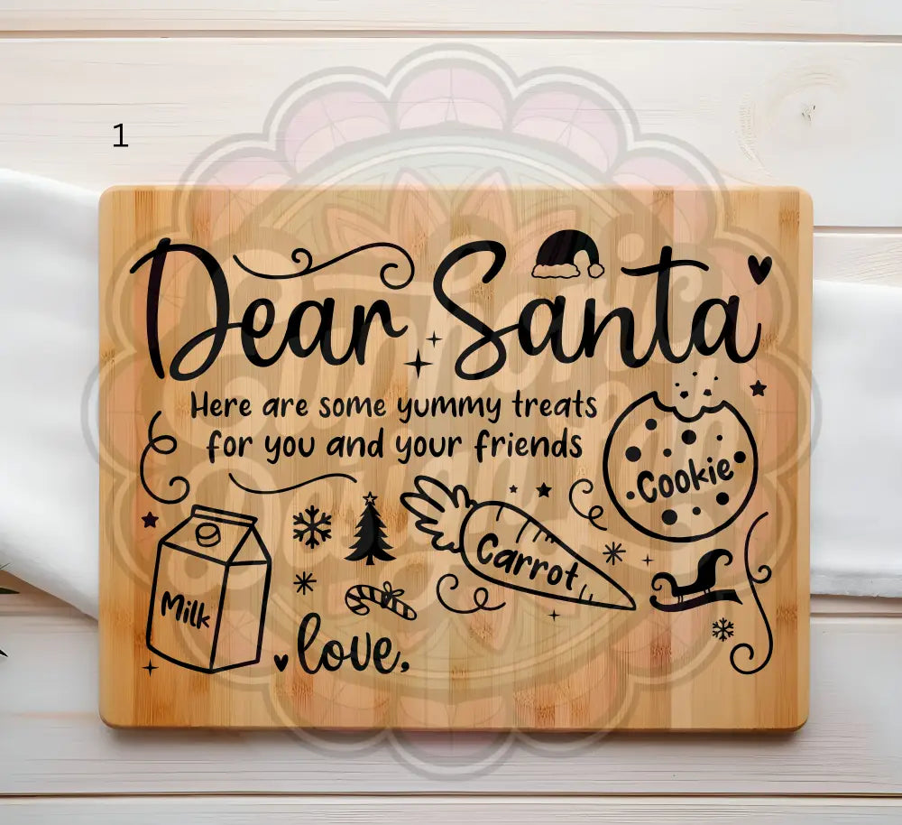 Treats for Santa laser-engraved cutting board Laser personalized