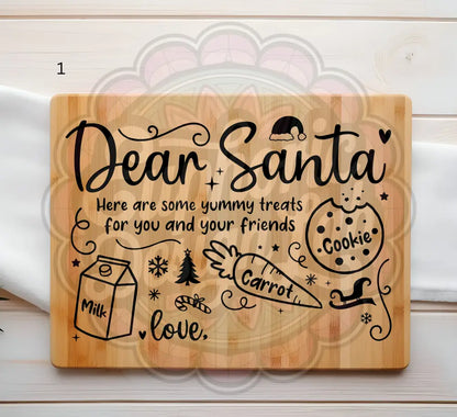 Treats for Santa laser-engraved cutting board Laser personalized